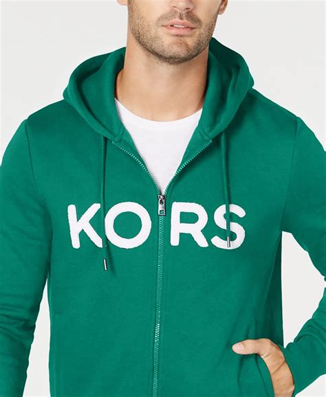 michael kors men's zip-front fleece logo hoodie